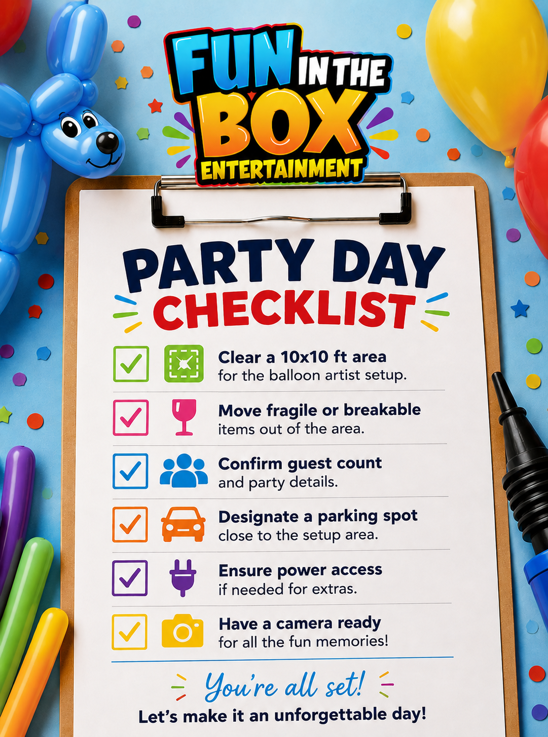 Party day checklist preview