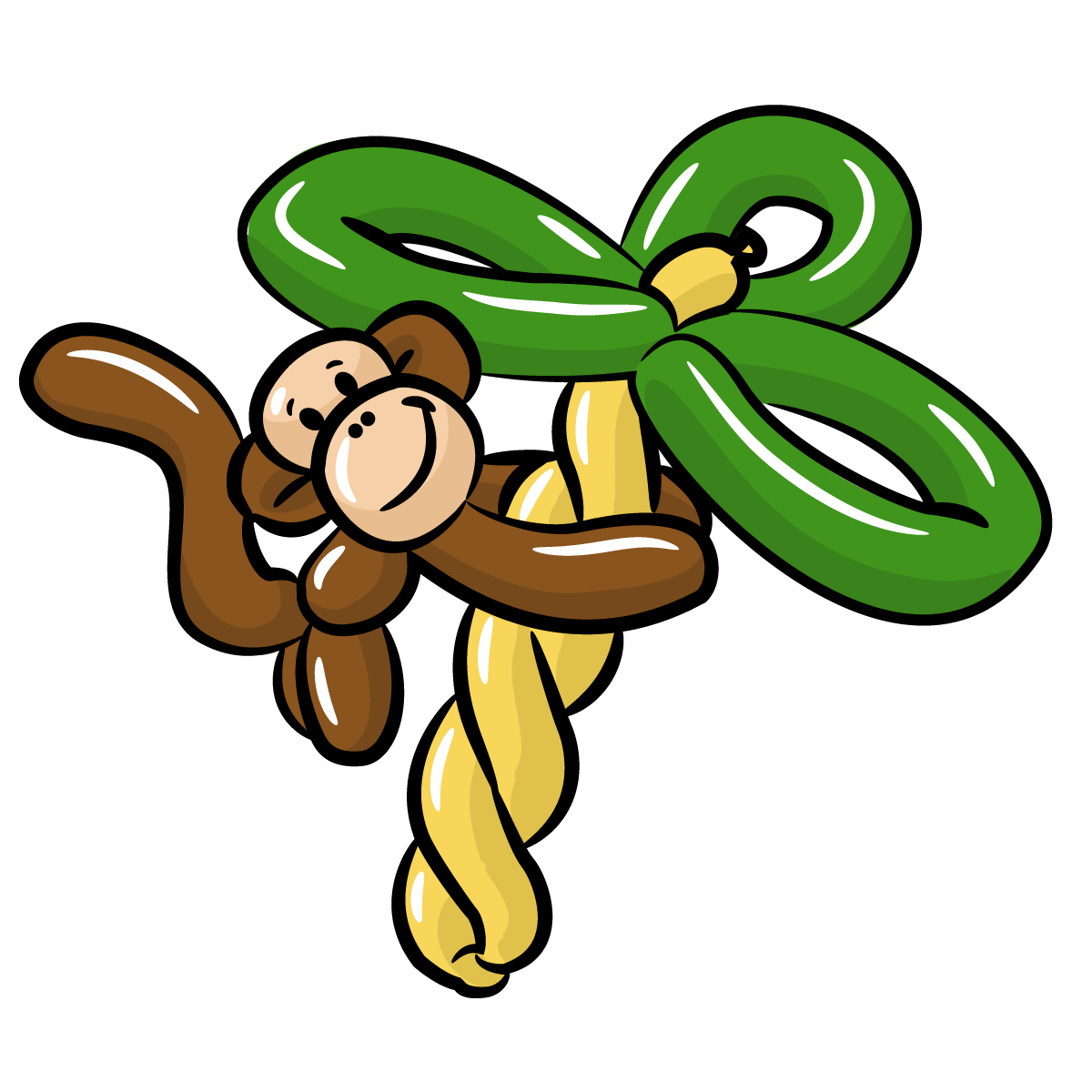 Balloon monkey and palm tree balloon creation for a kids party